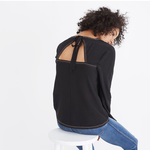 Madewell Silk Stitched Tie-Back Top - Picture 3 of 6